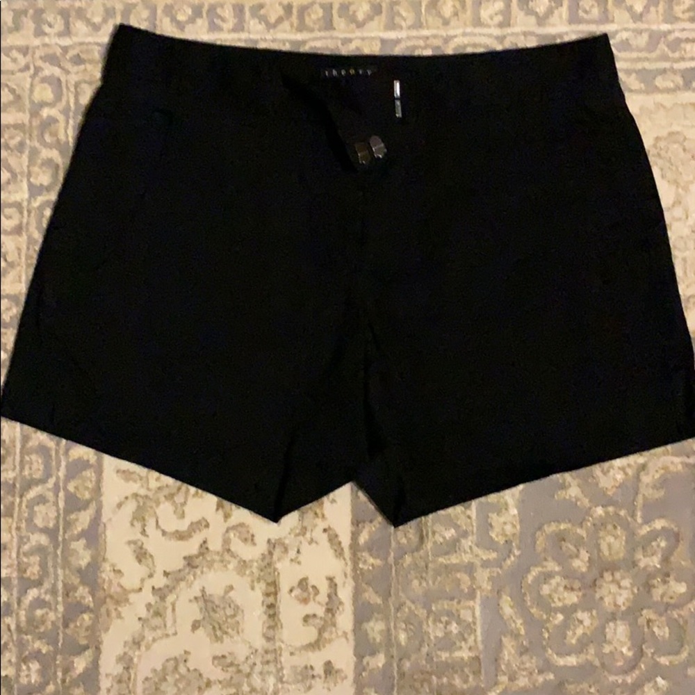 Theory black linen shorts